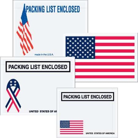 Bondad 5 .5 x 10 in. 2 Mil Poly Red White & Blue U.S.A. Flag Packing List Enclosed Envelopes BO3358990